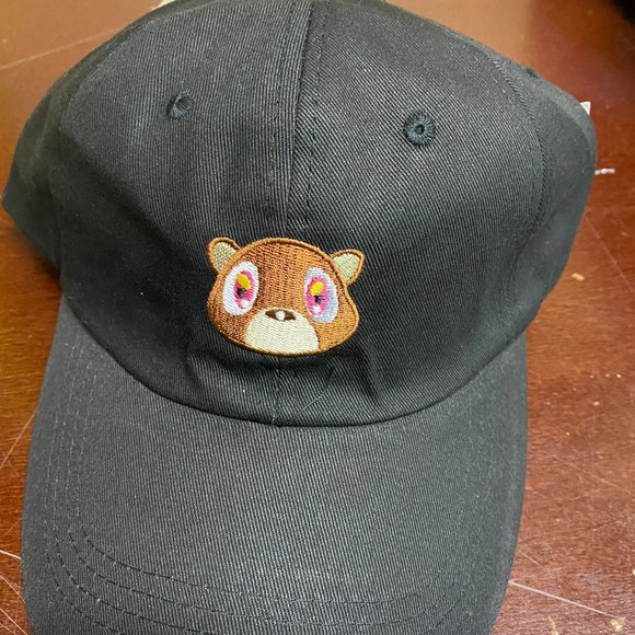 Ye Mens Black Adjustable Strapback Ye Bear Dad Hat Lovely Baseball Cap Size OS - Picture 2 of 3